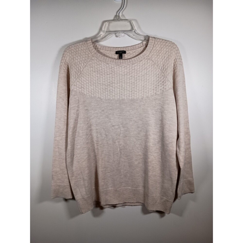 Talbots Sweater Lambswool Beige Cream Pullover Knit Casual Womens Size X / 0X